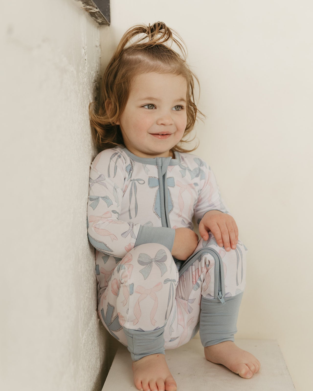 Cotton Candy Bows | Bamboo Zipper Pajamas