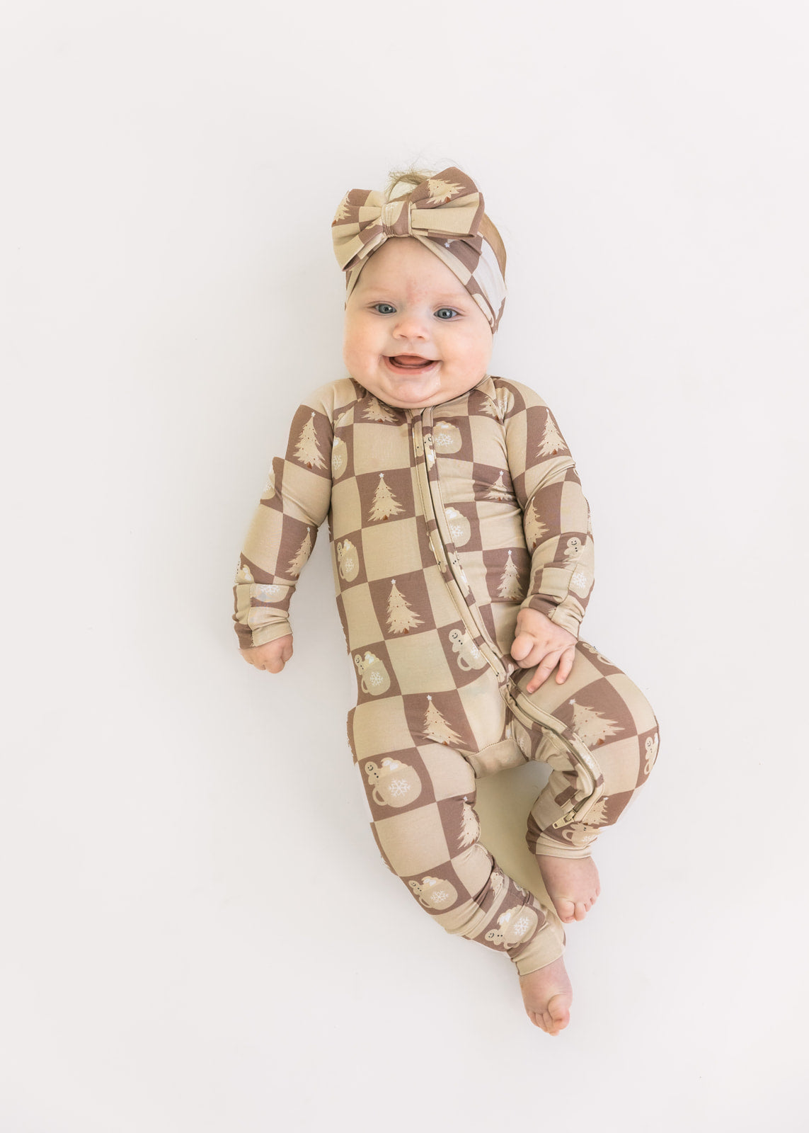 Festive Checkerboard | Bamboo Zip Romper