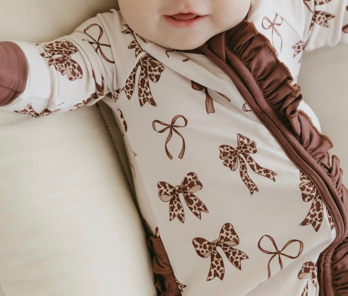 Cowquette | Bamboo Ruffle Zipper Pajamas