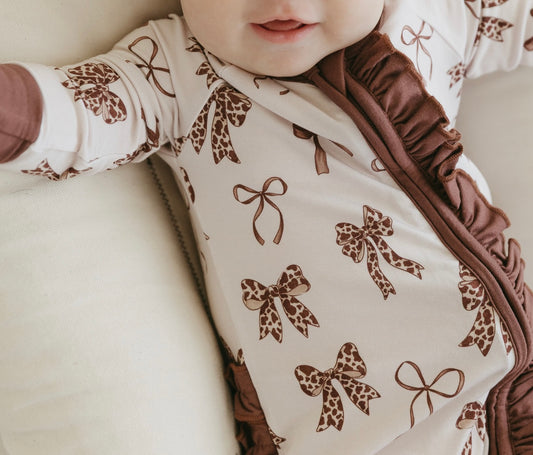 Cowquette | Bamboo Ruffle Zipper Pajamas
