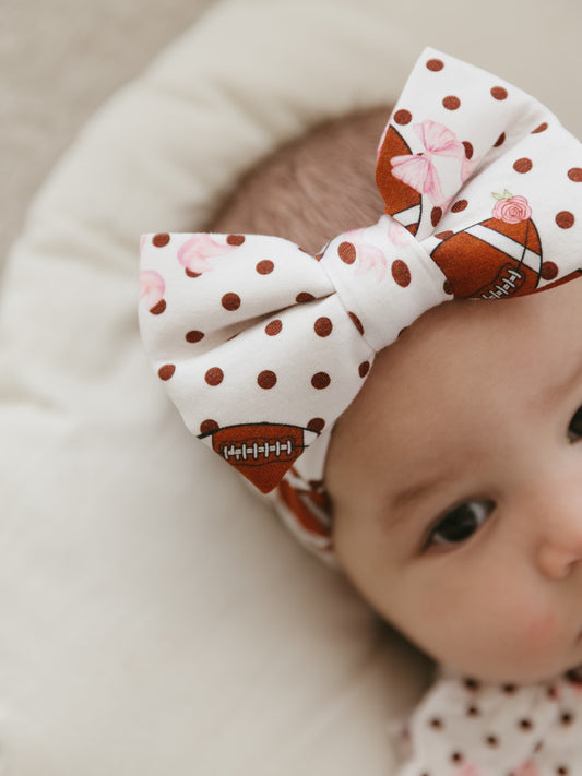 Footballs & Bows | Bamboo Head Wrap
