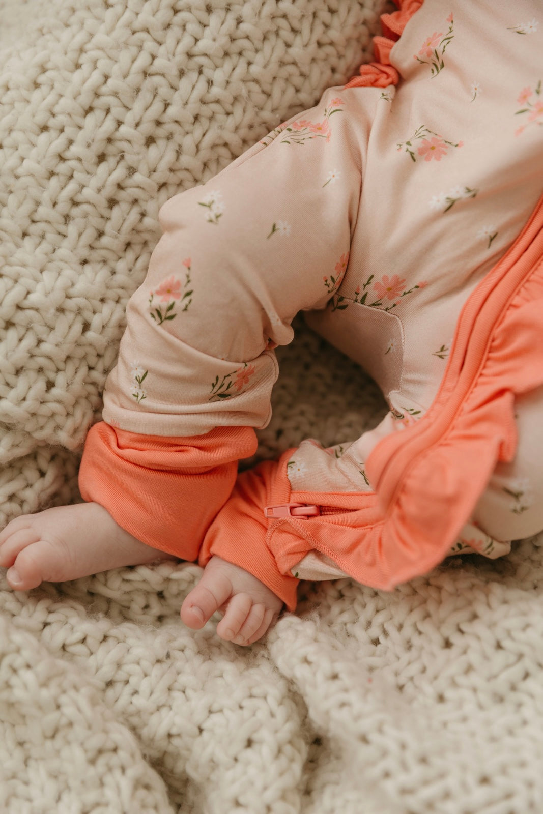 Clara Floral | Bamboo Ruffle Zipper Pajamas