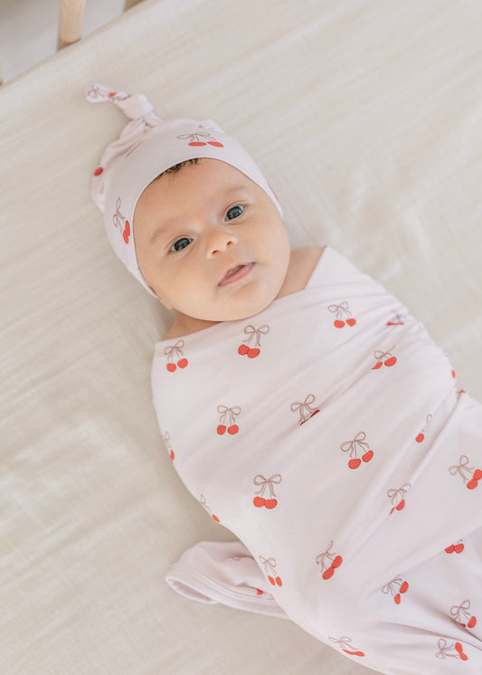 Cherry | Bamboo Swaddle & Beanie Set