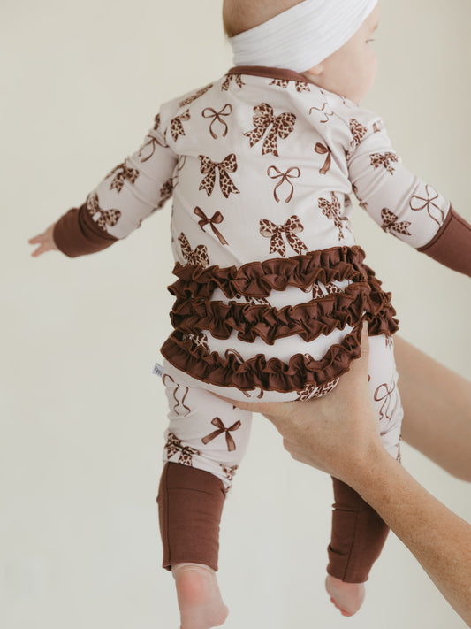 Cowquette | Bamboo Ruffle Zipper Pajamas