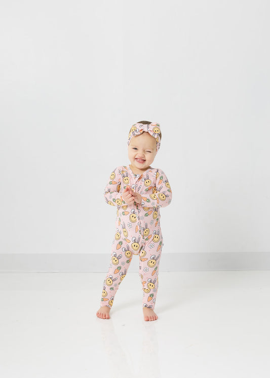 Floral Bunny | Bamboo Zip Pajamas