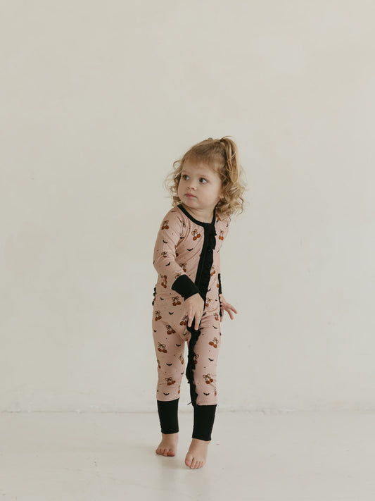 Pumpkin Cherries | Bamboo Ruffle Zipper Pajamas