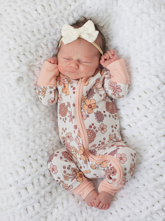 Fall Floral (Ribbed) | Bamboo Zipper Pajamas
