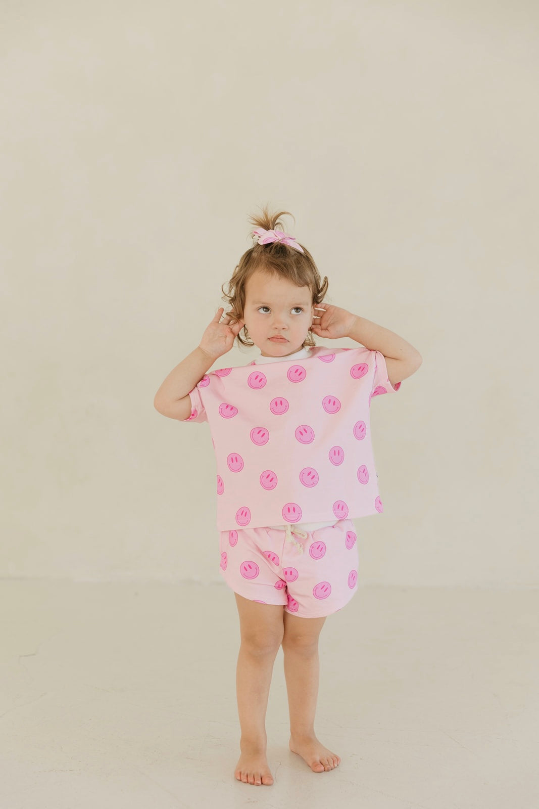 Pink Smiley | Daywear Terry Shorts Set