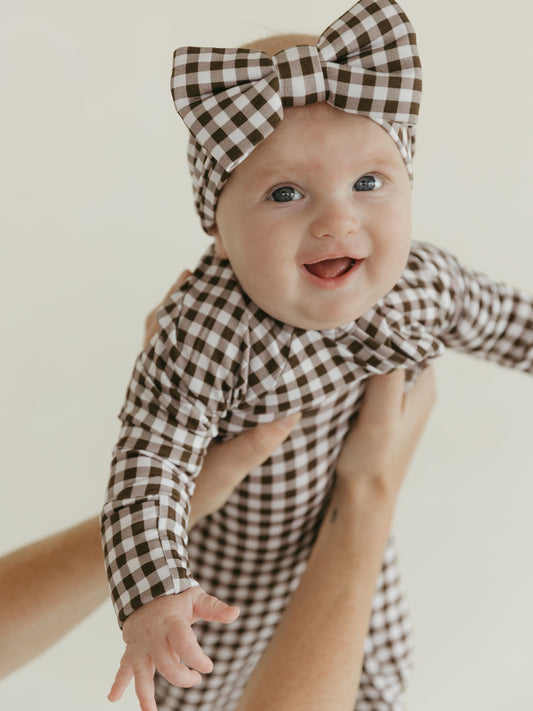 Cocoa Gingham | Bamboo Zipper Pajamas