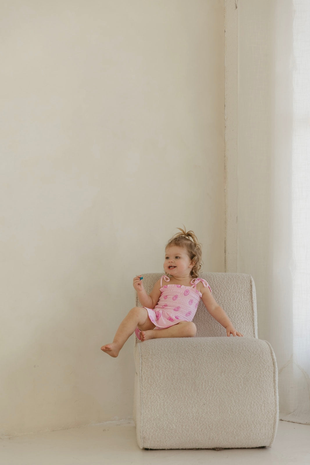 Pink Smiley | Smocked Bodysuit Dress
