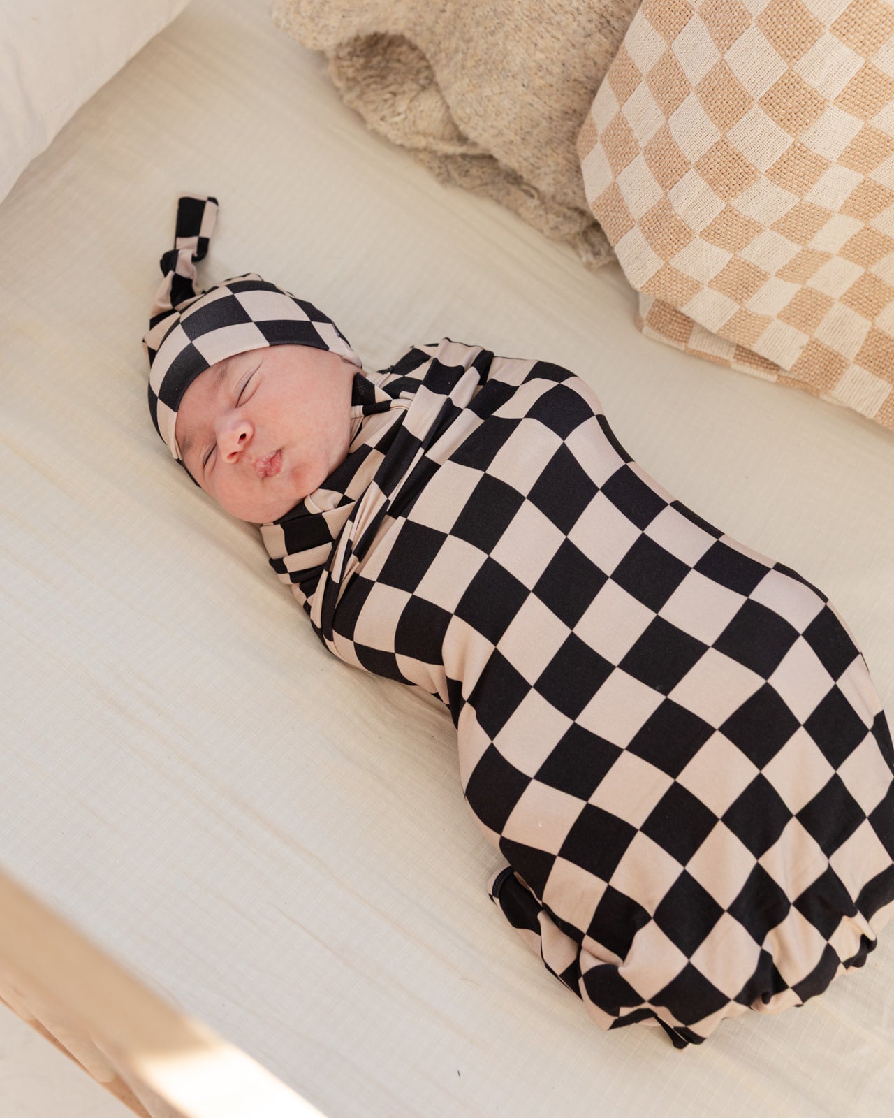 Checkerboard | Bamboo Swaddle & Beanie Set