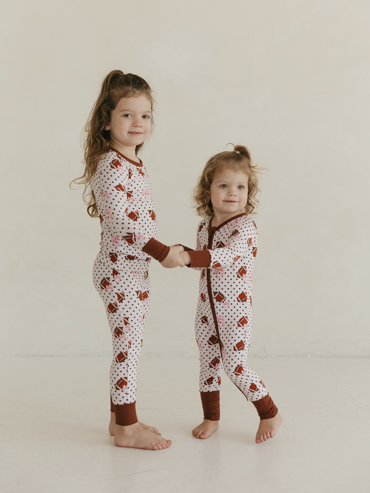 Footballs & Bows | Bamboo Two Piece Pajamas