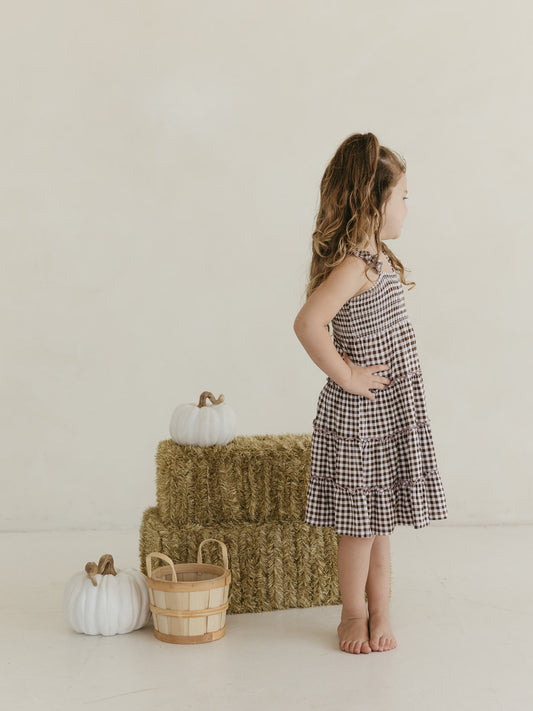Cocoa Gingham | Smocked Twirl Dress
