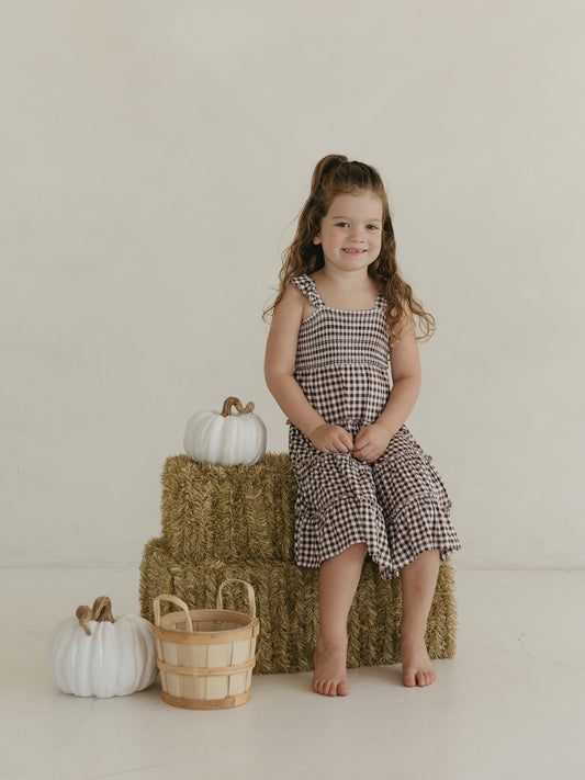 Cocoa Gingham | Smocked Twirl Dress