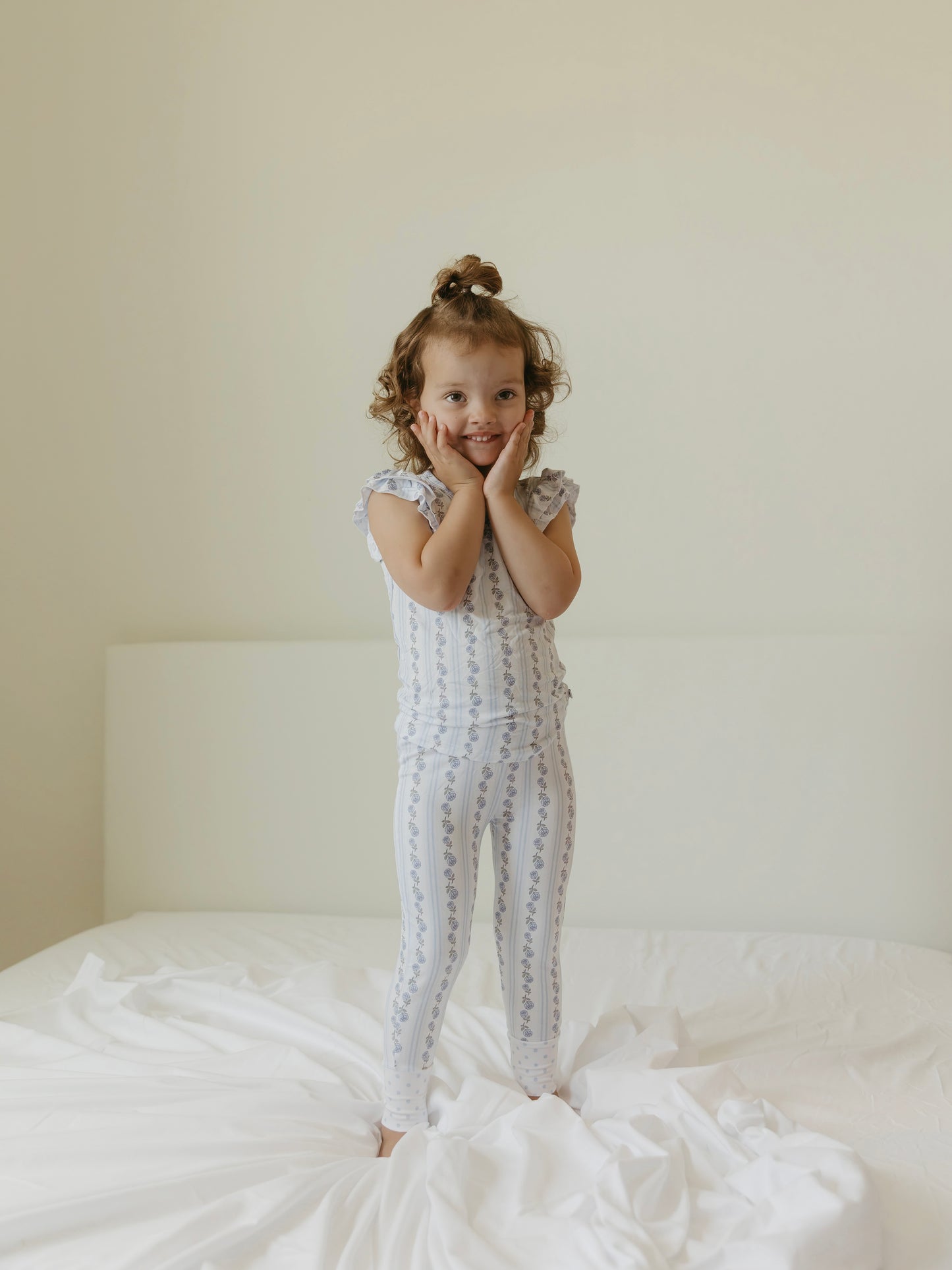 Blue Cottage Rose | Bamboo Ruffle Set
