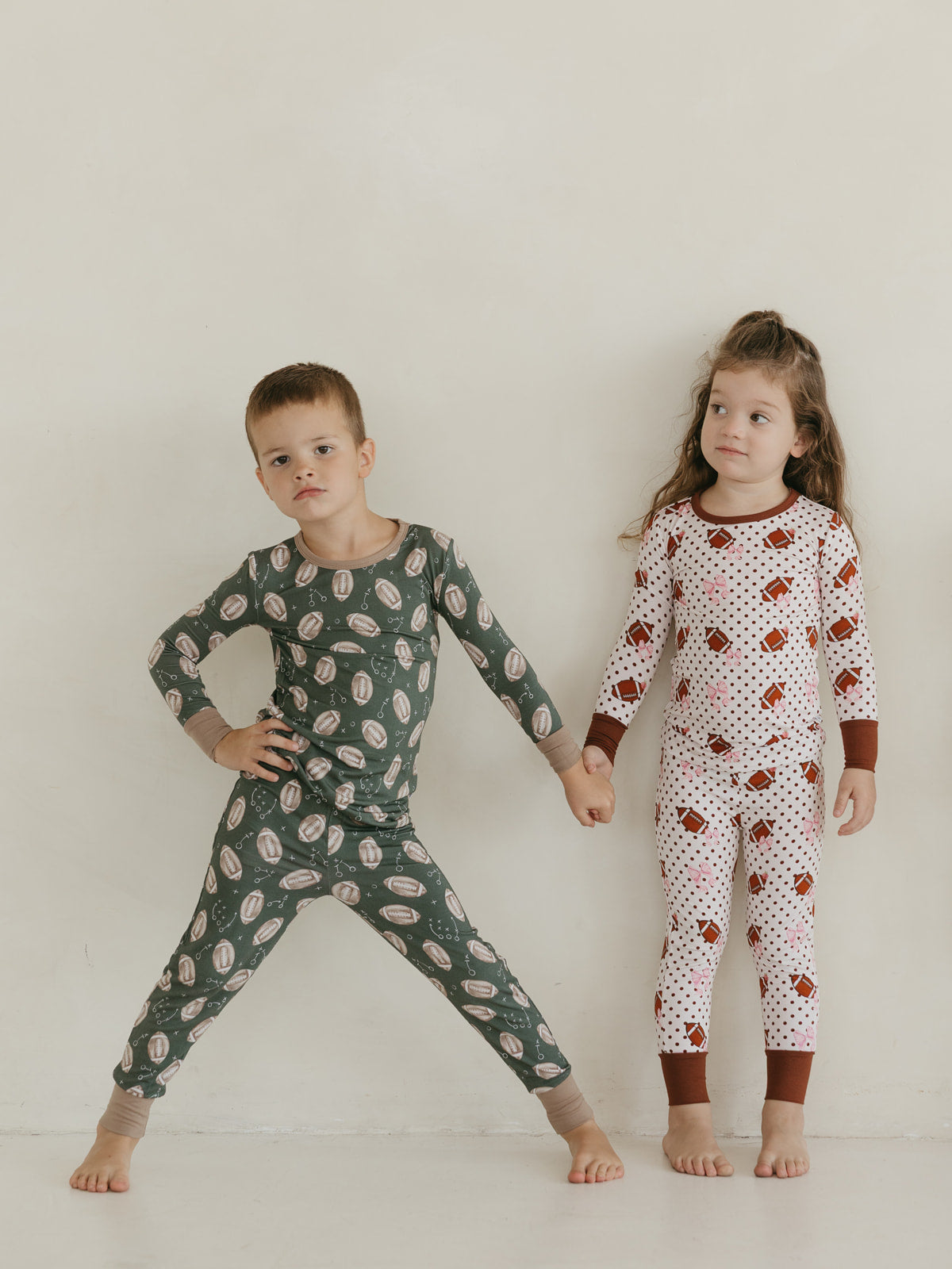 Footballs & Bows | Bamboo Two Piece Pajamas