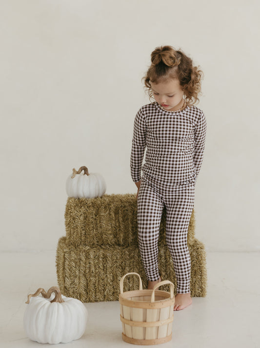 Cocoa Gingham | Bamboo Two Piece Pajamas