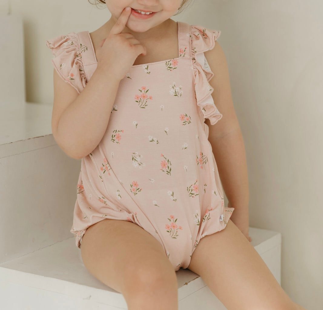 Clara Floral | Bamboo Cross-Back Ruffle Romper