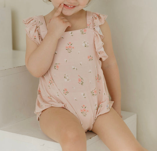 Clara Floral | Bamboo Cross-Back Ruffle Romper
