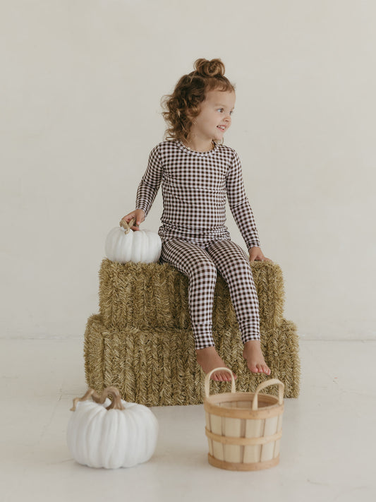 Cocoa Gingham | Bamboo Two Piece Pajamas