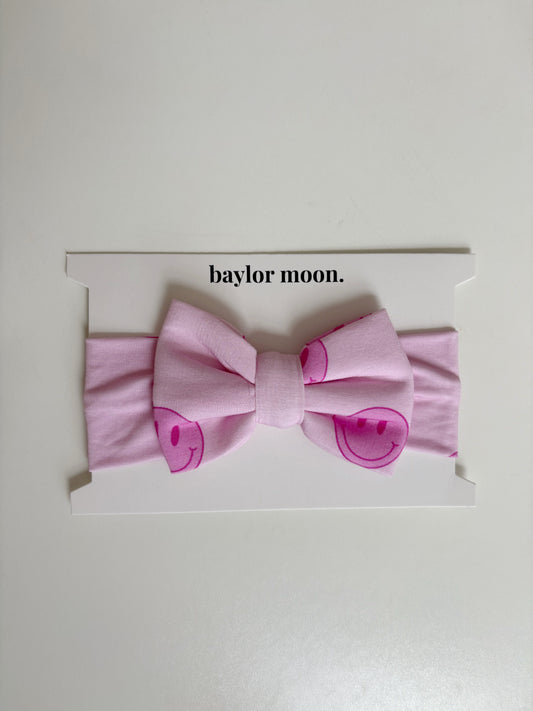 Pink Smiley | Bamboo Head Wrap
