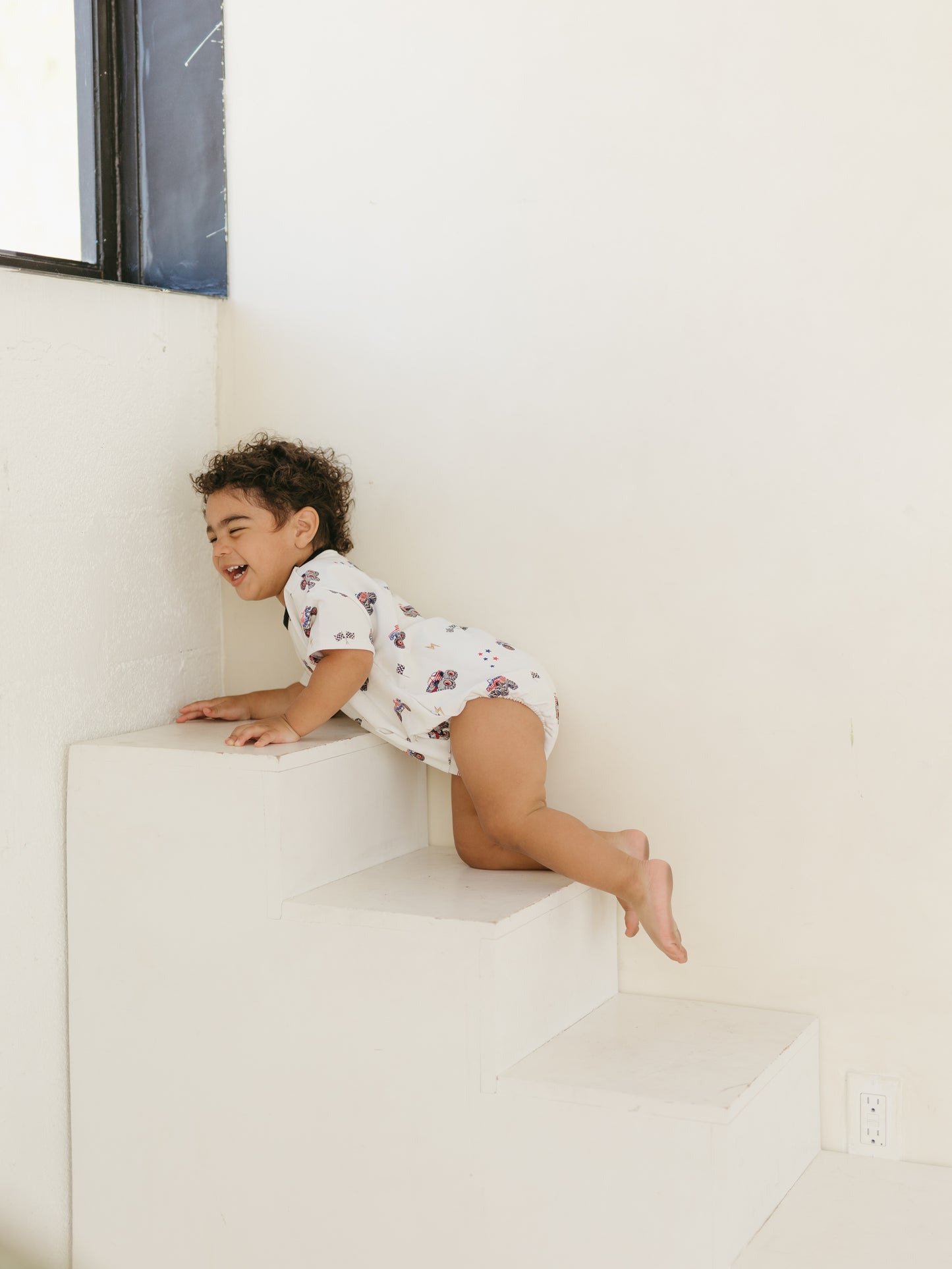Red, White & Vroom | Terry Bubble Romper