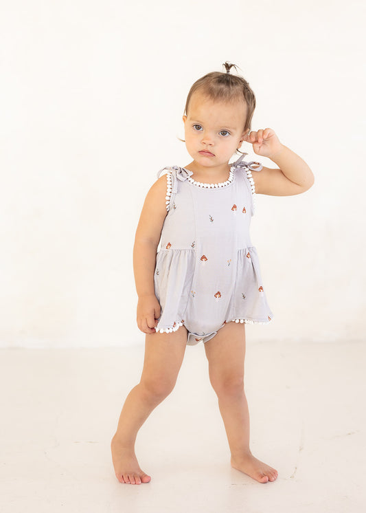 Mushroom | Bamboo Pom Twirl Romper