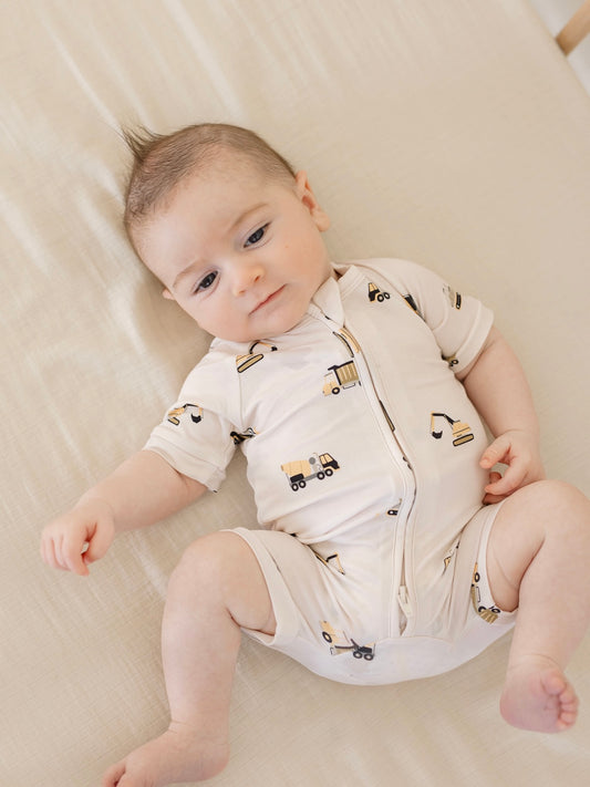 Construction | Bamboo Shortie Zip Romper