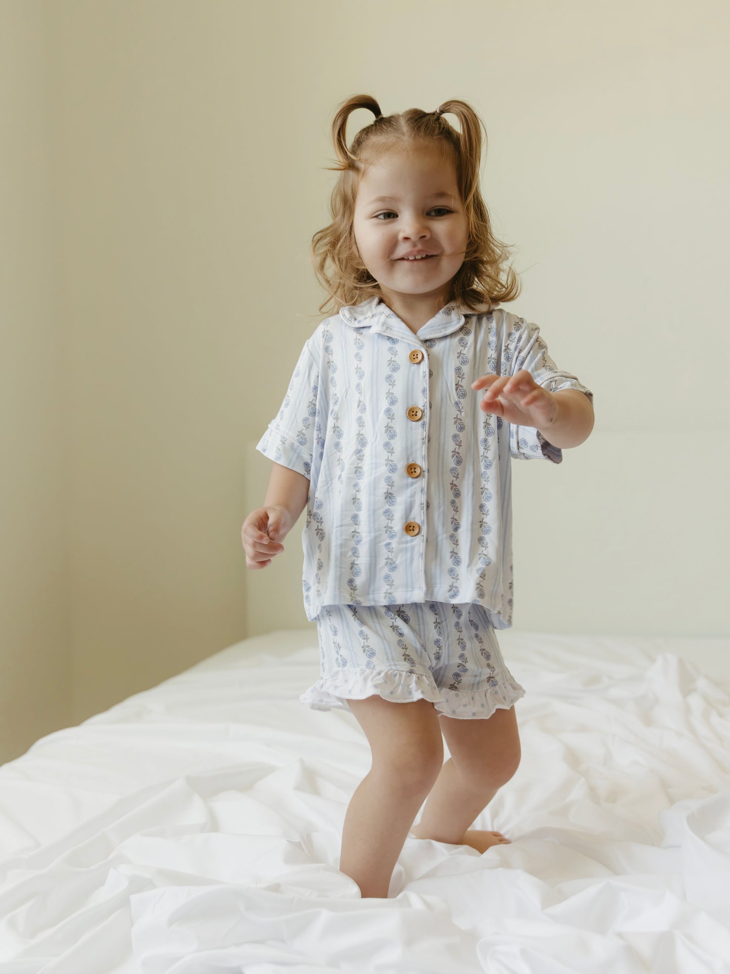 Blue Cottage Rose | Ruffle Short Set