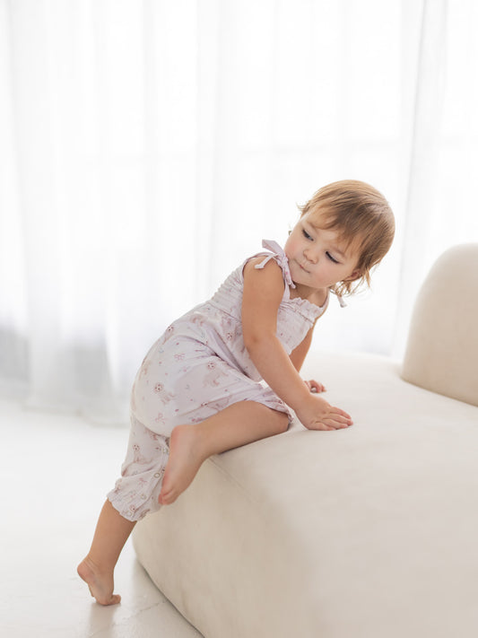 Pups & Bows | Bamboo Smocked Jumpsuit