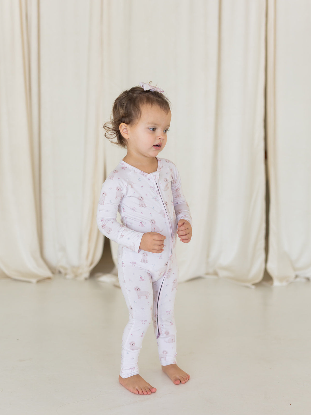 Pups & Bows | Bamboo Zipper Pajamas