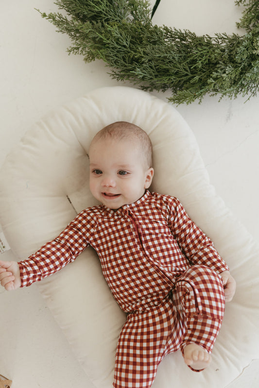 Merry Gingham | Bamboo Zipper Pajamas