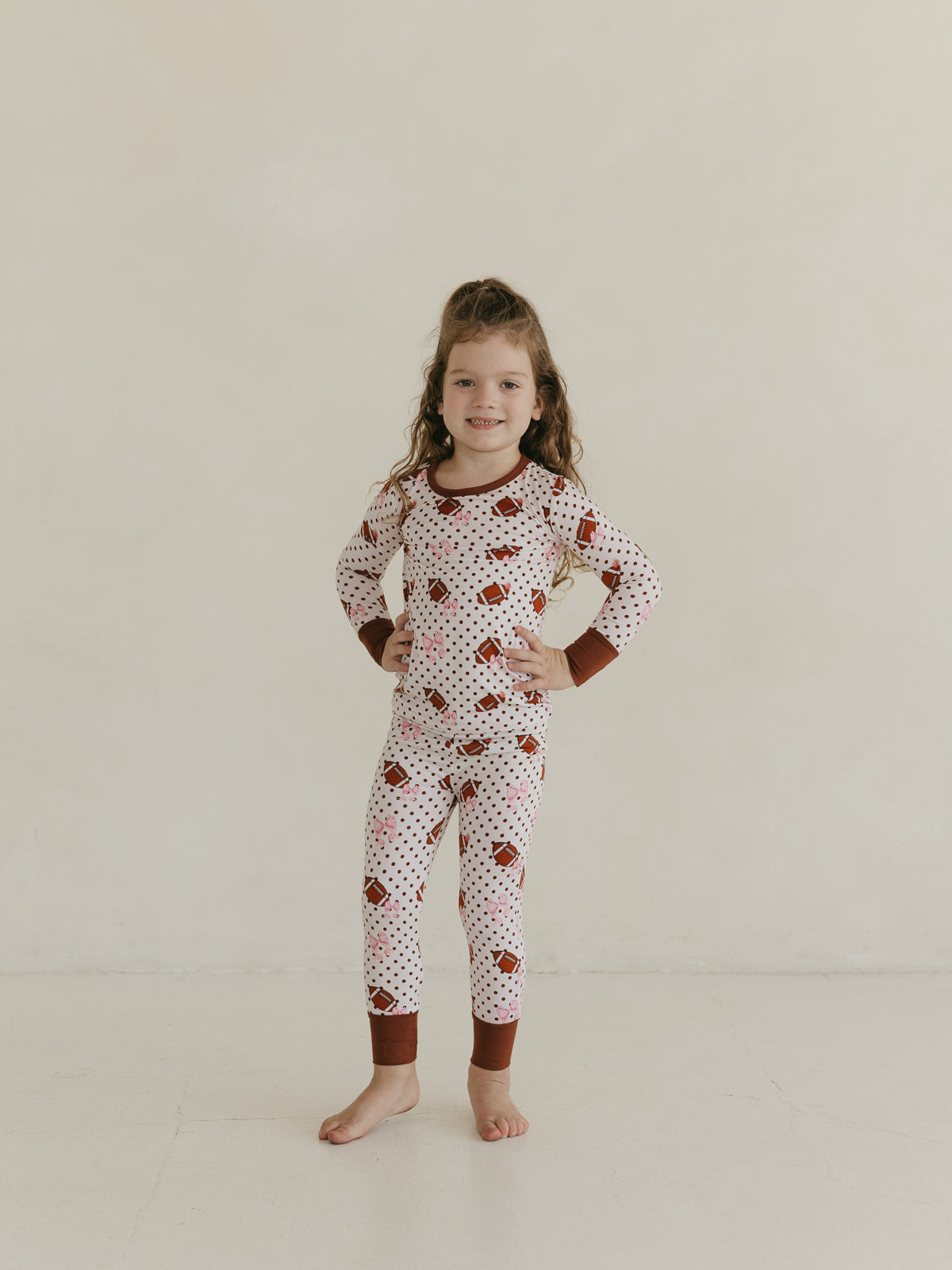 Footballs & Bows | Bamboo Two Piece Pajamas