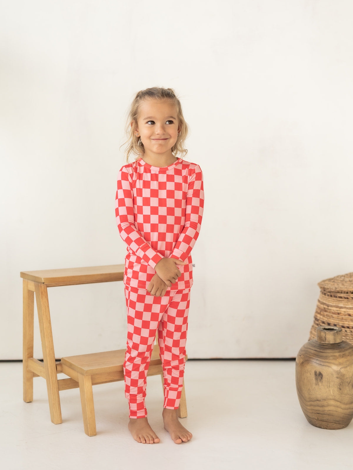 Pink Checkerboard | Bamboo Two Piece Pajamas