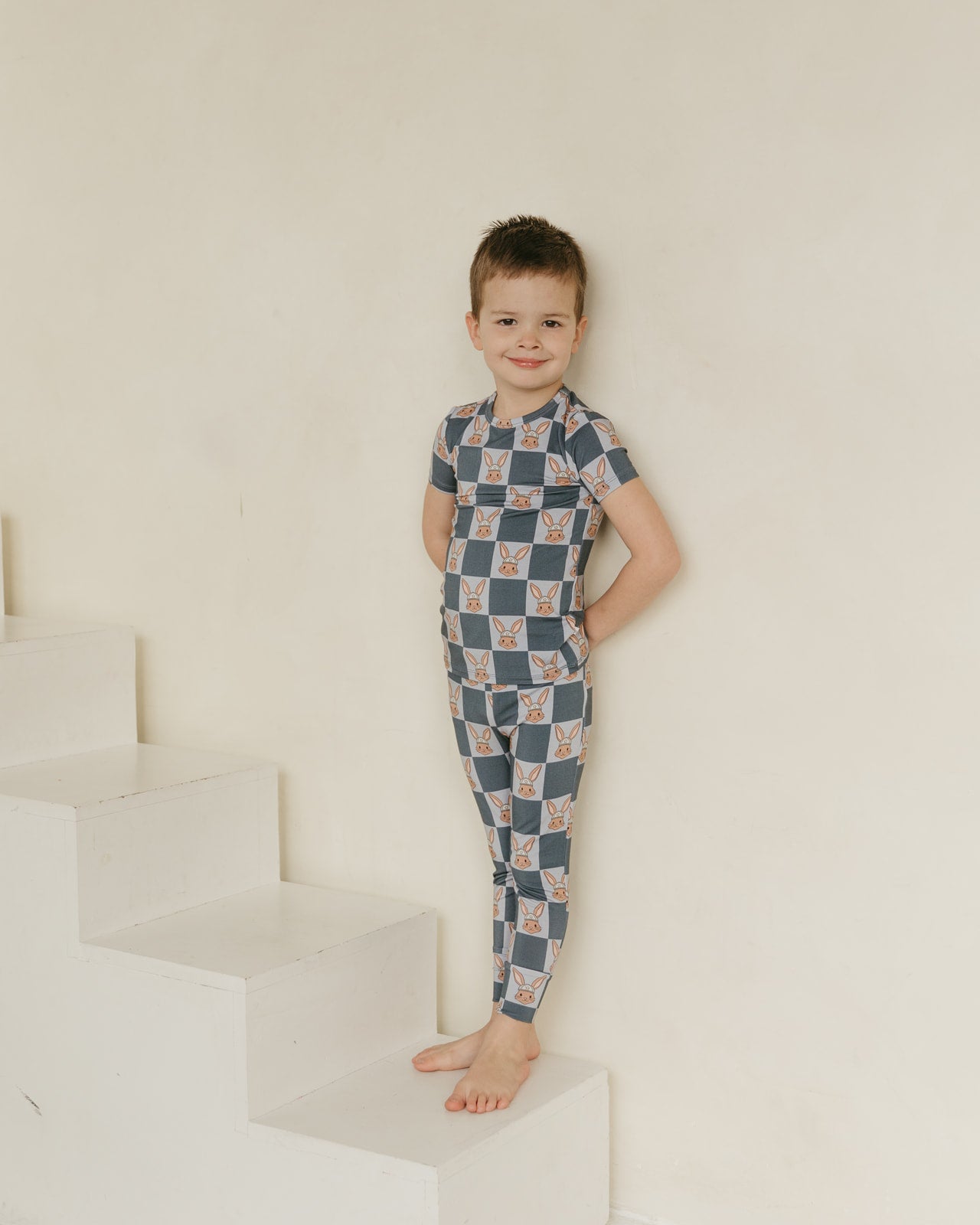 Checker Bunny | Bamboo Short Sleeve Pajamas