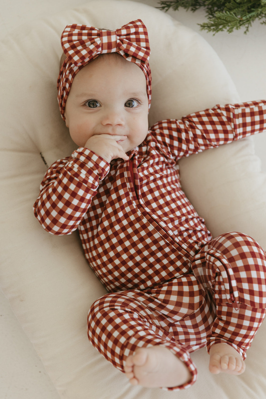 Merry Gingham | Bamboo Zipper Pajamas