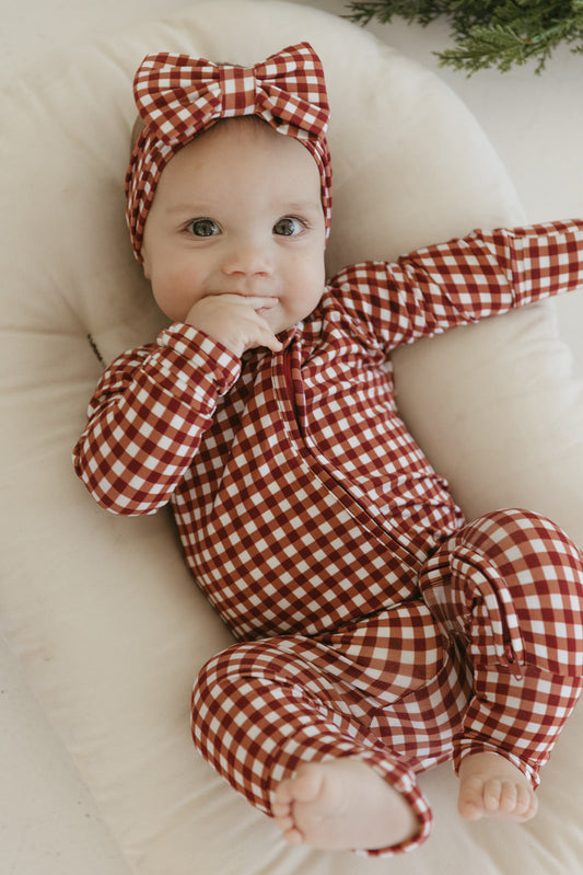 Merry Gingham | Bamboo Zipper Pajamas