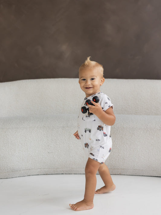 Monster Truck | Bamboo Short Sleeve Romper
