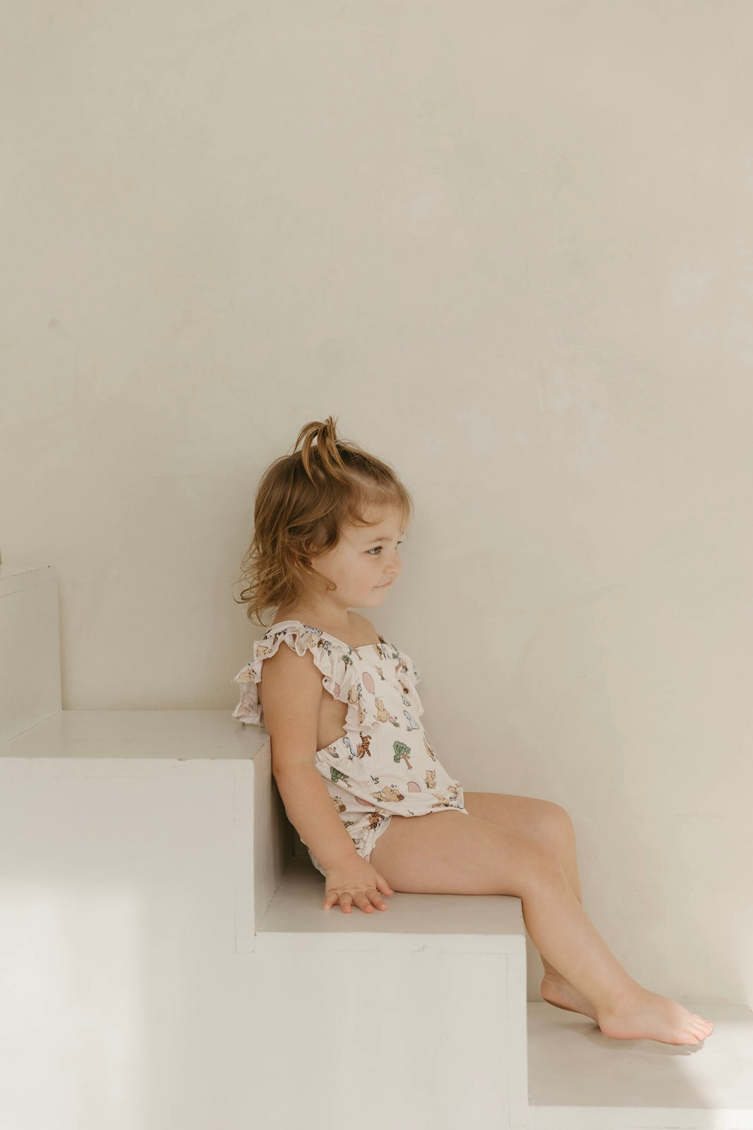 Classic Pooh | Bamboo Cross-Back Ruffle Romper