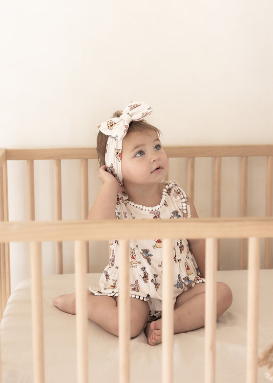 Pooh (Ribbed) | Bamboo Pom Twirl Romper