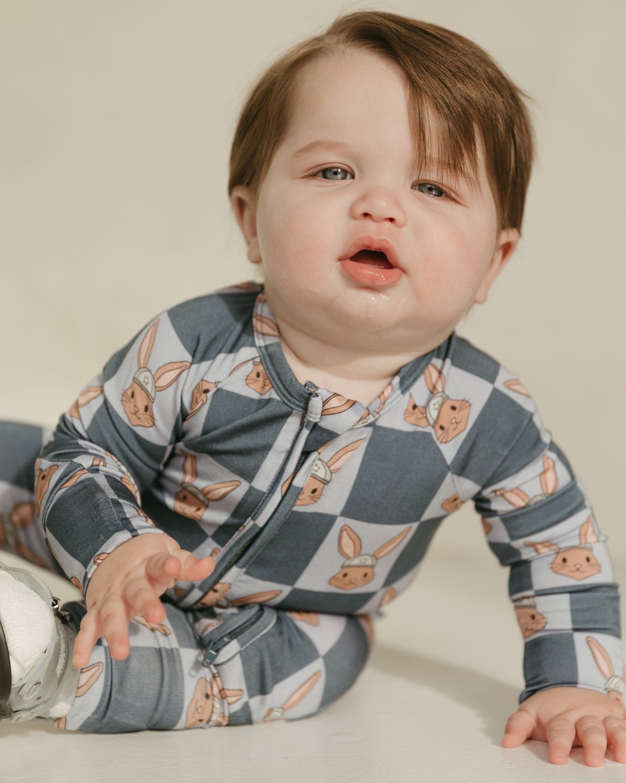 Checker Bunny | Bamboo Zipper Pajamas
