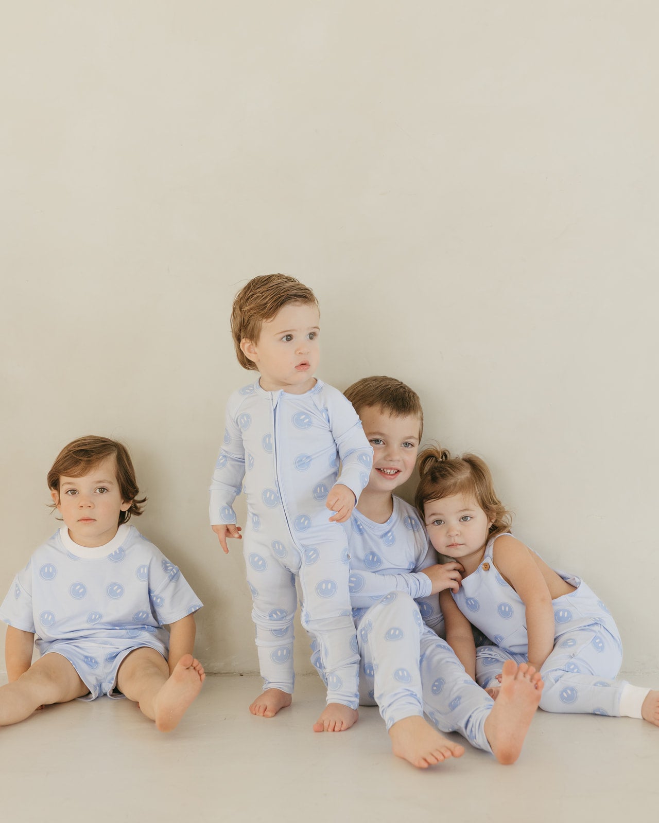 Blue Smiley | Bamboo Zipper Pajamas