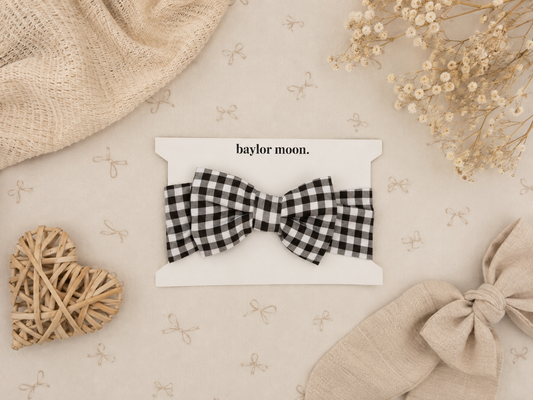 Cocoa Gingham | Bamboo Head Wrap
