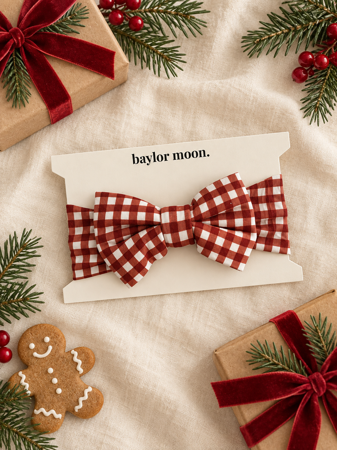 Merry Gingham | Bamboo Head Wrap Bow