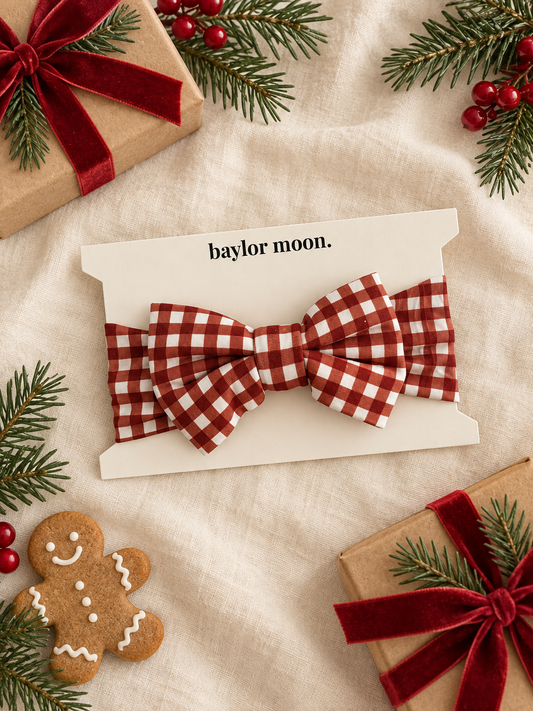 Merry Gingham | Bamboo Head Wrap Bow