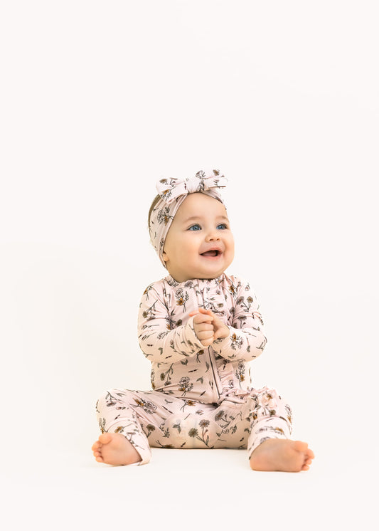 Lennon Floral | Ruffle Bamboo Zip Romper