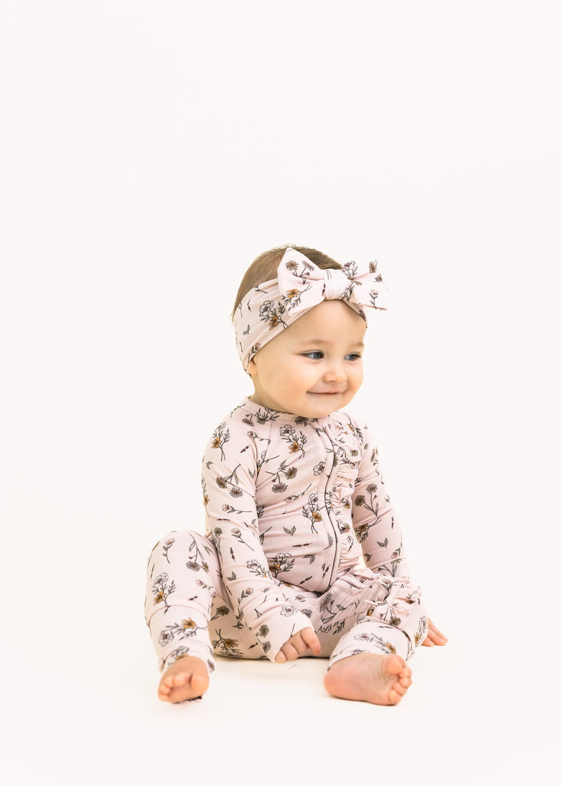 Lennon Floral | Ruffle Bamboo Zip Romper